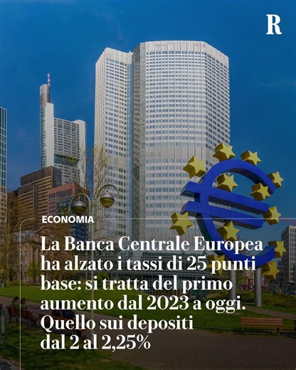 La Bce alza i tassi di 25 punti base. Tagliate le stime di crescita