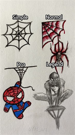 4 ways to draw Spider🕷️ #howtodraw #tutorial #sketch #art #spiderman