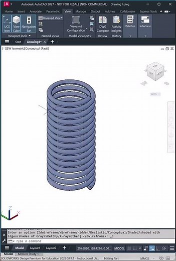 3D Spring Modeling in AutoCAD #Shorts #shortsfeed #viral