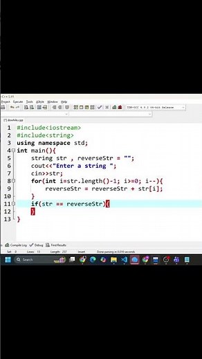 Check Palindrome String in C++ | C++ Programming Short