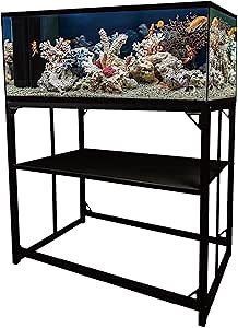 Fish Tank Stand, 40 Gallon Heavy Duty Metal Aquarium Stands, Reptile Tank, Turtle Tank, Breeder Tank Stand, 660LBS Capacity Terrarium Stand Rack with 2-Tier Storage Shelves (Black, 36.5"x18.5"x29.5")