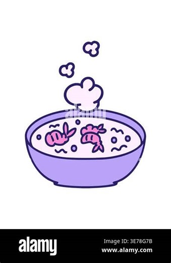 bobbing motion animation of a hot japanese shrimp in steaming bowl Stock Video Footage - Alamy