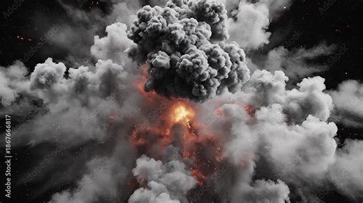 Powerful explosion with fire and smoke on a black background a dynamic and destructive force.