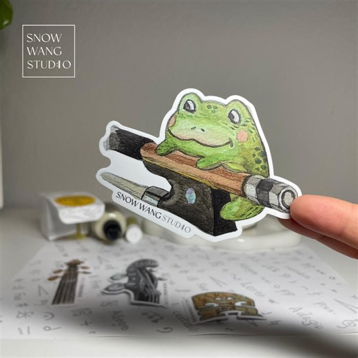 Violin Bow Frog Sticker: Waterproof Watercolor Music Gift - Etsy