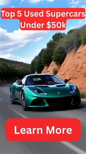 Review details on used supercars available near or under $50,000, including Chevrolet Corvette C6 Z06 (2006-2013) with 505 hp and 3.6-3.7 sec 0-60, Audi R8 4.2 V8 (2008-2012) with 420 hp and 4.4 sec 0-60, Porsche 911 997.1 Carrera S (2005-2008) with 355 hp and 4.6 sec 0-60, Jaguar XKR 5.0 Supercharged (2010-2014) with 510 hp and 4.6 sec 0-60, and Lotus Evora S (2011-2014) with 345 hp and 4.3 sec 0-60. | Fresh-fetch