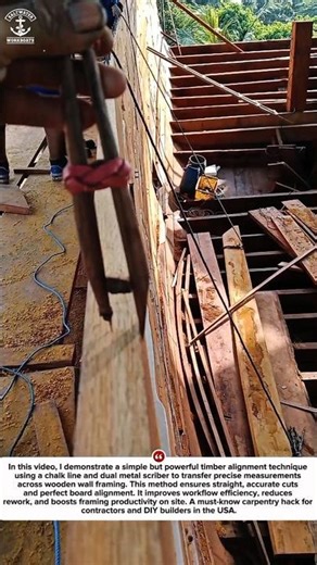 Smart Chalk Line & Scriber Trick for Perfect Timber Alignment | USA Carpentry Hack 🇺🇸