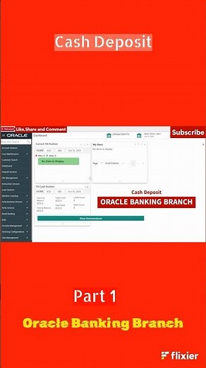 How to cash deposit in Oracle #Banking Branch | #Part1 #Tutorial #flexcube #oracleerp #oracle
