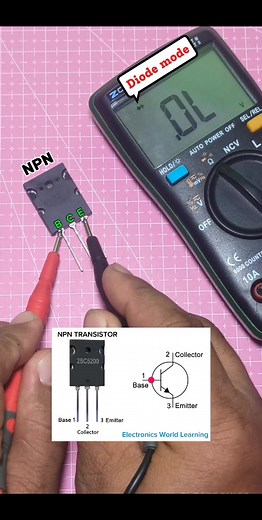 Normal Testing 2SC5200 NPN Transistor using digital multitester in diode mode. #fblifestyle #reels #electronics #viralreelschallenge #diy #ideas #Creative #Transistor | Electronics World Learning