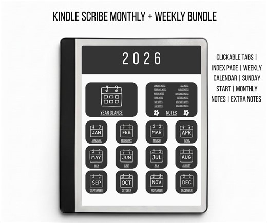 2026 Kindle Scribe Calendar Bundle – Monthly   Weekly Planner (digital Download) - Etsy