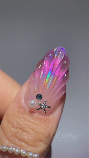 Vettsy on Instagram: "🐚 3D Shell nail with Aurora shine ✨🌈 Who wants this design? 🥰 🛒Using: ✨Hema-Free Gel-Encore ✨Cat Eye Gel-SK01 ✨Foil Transfer Gel ✨Aurora Transfer Foil ✨5 in 1 Top Coat 👉 Shop the same nail supplies via my bio or visit vettsy.com Follow @vettsystore & @vettsynails for more nail inspiration 🧚‍♀️ 👭Tag friends who would like this👭 #vettsynails #vettsycateye #shellnails #auroranails #mermaidnails #cateyenails #3dnai