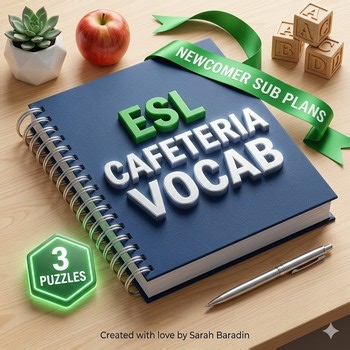 Cafeteria Rules & Lunch Lines Sub Plans: Newcomer ESL Crosswords with Word Bank