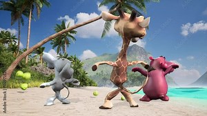 super cute animals dance on the beach featuring adorable and entertaining moments of animals interacting with nature environment.