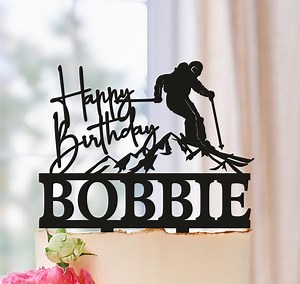 Ski Birthday Cake Topper, Skiing Birthday Topper, Gift for Skier Birthday, Winter Birthday Cake Decoration, Skier Cake Topper, Gift for Him - Etsy