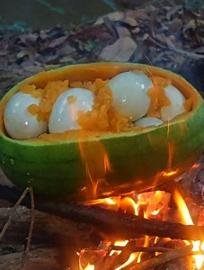 Cook balut with water melon - Survival in jungle | Saruon Primitive Cooking