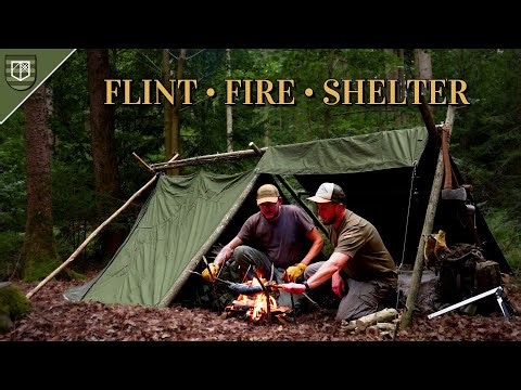 🌲 Experience Wilderness Camp: Flint Fire Cooking & Rainy Night