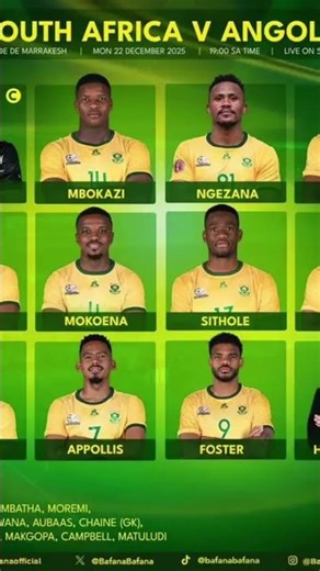 bafana bafana lineup Angola Afcon Match