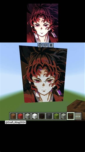 yoriichi tsugikuni pixel art in minecraft || #shorts #pixelart #minecraftbuilds