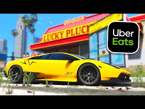 Delivering food for UBER EATS in my LAMBO!! (GTA 5 Mods)