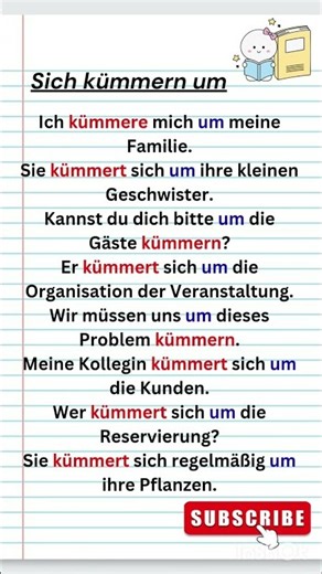 German Verb „sich kümmern um“ | 8 Useful German Sentences | Deutsch A2-B1 #shorts