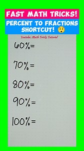 Percent to Fractions Shortcut that you should learn! 😲