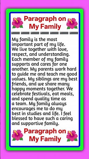My Family Paragraph in English | Simple & Easy Lines for Students | Best Paragraph on My Family