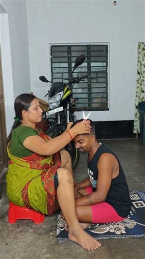 When Your Wife Becomes Your Personal Barber 😂✂️ #funny #couple #comedy #viralshorts