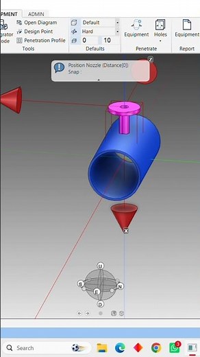 Simple Nozzle on Cylinder in E3D | @DesignOrbit.e3d⁩ #3dmodeling #avevae3d #designtutorial #e3d