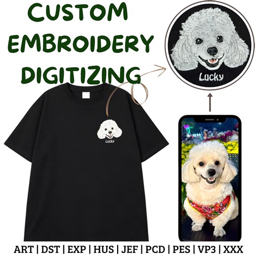 Custom Pet Embroidery Digitizing Service, Logo Digitizing, Image Digitize - Etsy