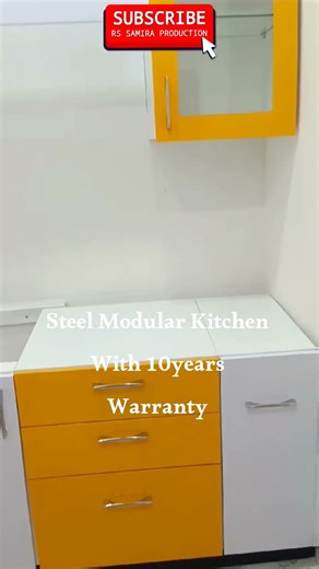 Steel Modular Kitchen with 10years Warranty👌#shorts