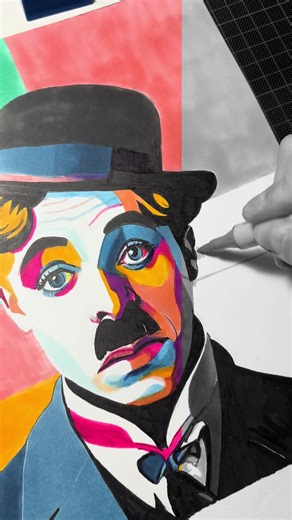 Here is my Charlie Chaplin pop art hand drawing 🎩 #charliechaplin #şarlo #markerart #copicmarkers #illustration