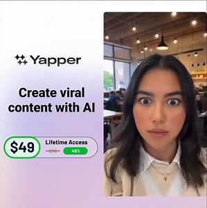 With so many AI tools out there, creating content gets expensive fast. Good thing Yapper is packed with AI models that help you whip up high-performing content in just a few clicks. LIFETIME ACCESS to Yapper is only $49 on AppSumo. | AppSumo