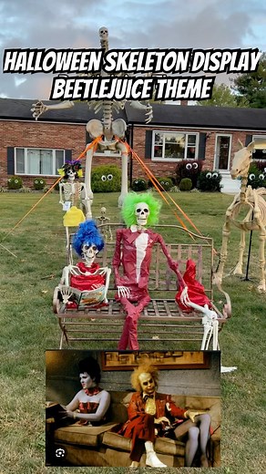 Halloween Skeleton Display Beetlejuice Theme. I love the small details #beetlejuice #halloween