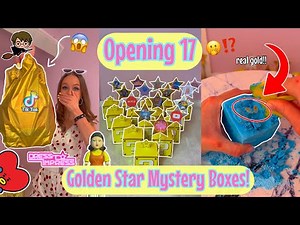 [ASMR] OPENING 17 GOLDEN STAR MYSTERY BOXES!!😱🌟🎁⁉️(100+ SURPRISES!!🫢) | Rhia Official♡