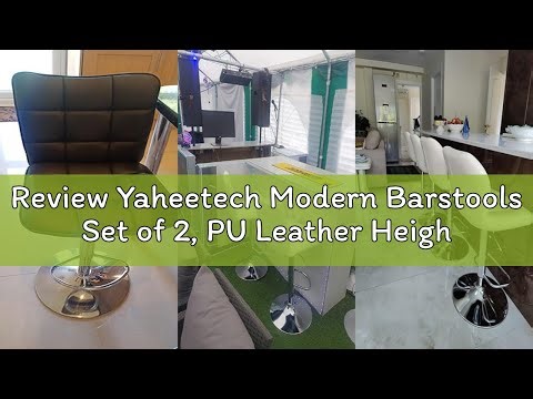 Review Yaheetech Modern Barstools Set of 2, PU Leather Height Adjustable Swivel Bar Chair with Footr