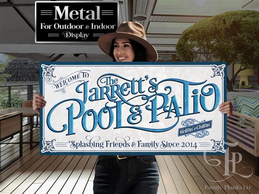 Pool & Patio Sign: Personalized Outdoor Metal Pool Sign - Etsy