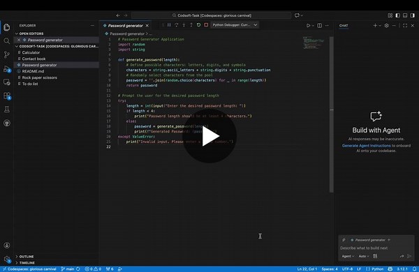 #python #passwordgenerator #security #learning #internship #codsoft #snsinstitutions #snsdesignthinkers #designthinking | Karthikeyan R