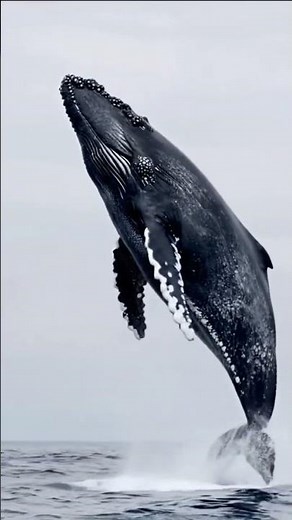 Whale Leaps High and Splashes Back into the Sea! 😍🌊 #viralvideo