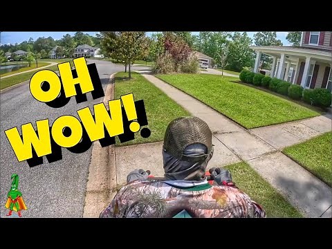 Satisfying lawn mowing video with a beautiful view | Real-time Lawn mowing | POV grass cutting view