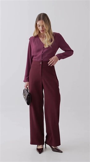 CAMISA MG LG PUNHO DEC V OMBRO ABA MINI BTS - COR: ROXO DESBOTADO #fashion #ootd #moda #modafeminina