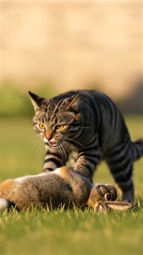 A cat attack a rabbit aggressive mode #animals #jimcorbettwildlifeandnatureview #flushot #otter