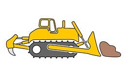 Bulldozer, Dozer, Powerful Tracked Vehicle with Large Front Blade, Graphic Animation. Colored Linear Stock Footage - Video of pushing, leveling: 372435800