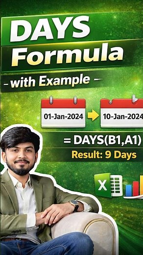 Excel DAYS Formula | Calculate Days Between Two Dates Easily#excel #learnexcel #excelclasses #tricks