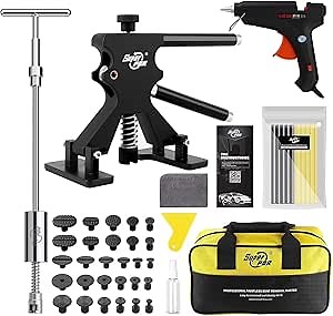Amazon.com: Super PDR 10 Pcs Dent Removal Kit, Black Dent Lifter Slide Hammer, 2 in 1 T-Bar Tool with Hot Melt Glue Gun Glue Stick for Auto Body Dent Repair : Automotive