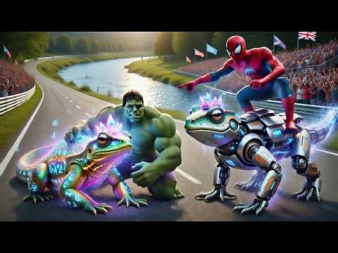 🐸🕷️ SPIDERMAN Wins The Magic Giant Mutant Frog Racing Championship = Epic Racing Challenge?!