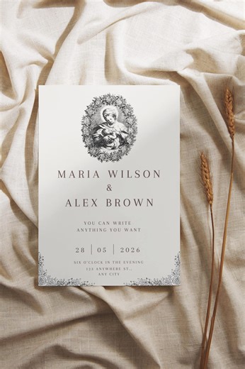 Christian Church Wedding Invitation Template | Canva Editable & Printable | Elegant Religious Ceremony Invite | Instant Download - Etsy