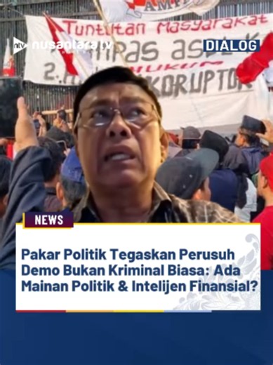 Pakar Ilmu Politik dari Universitas Nasional, Selamat Ginting menyebutkan jika dalang atau intellectual dader tidak terungkap, aksi menunggangi demo akan terus berulang. Ia menegaskan pengusutan ini perlu melibat jaringan intelijen finansial (pemeriksaan aliran dana), siber (BSSN), komunikasi, hingga BIN dan TNI agar pengusutan tak berhenti hanya pada pelaku lapangan --------------------- NRF06 DIPR #Demo #mahasiswa #alirandana #nusantaratv #nusantaratvsahabatkita