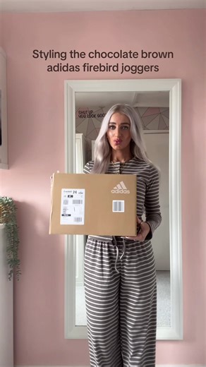 Styling Chocolate Brown Adidas Firebird Joggers at 38