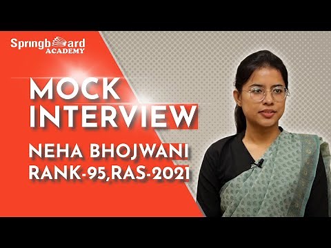 RAS Topper Neha Bhojwani | Rank-95 #ras_interview #mock_interview #springboardacademyonline