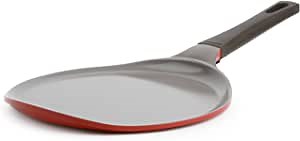 Crepe pan, Neoflam, Ceramic, Nonstick pan, 10 inch, Bakelite Handle, Tawa pan, Griddle, Pancake Maker, Skillet, Omelette, Tortilla, Roti, Naan, Dosa, Lightweight, PFOA free, Red