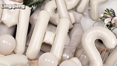 40 Inch Letter Balloons Cream, Big Alphabet B Foil Word Beige, Large Inflatable Name White Decor, Mylar Helium Custom for Women Birthday Party Decoration